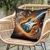 Pillowcase 1Pc, Electric Guitar Melody, Printed Holiday Theme Cushion Cover With Hidden Zipper, Suitable For Sofa, Living Room,