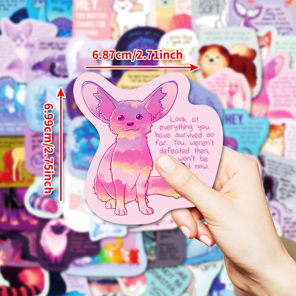 50 Pieces of Healing Text Stickers Cute Cartoon Daily Stickers Hand Account Stickers Diary DIY Decorative Material Stickers