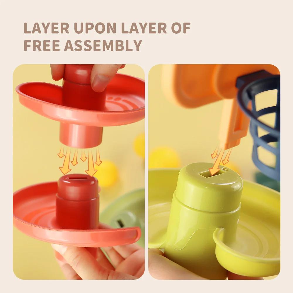 Non-Toxic Baby Toy Rotating Rolling Ball Gliding Tower Toddler Toy Rotating Early Educations Track Ball Stacking Toy Gift Box For Children