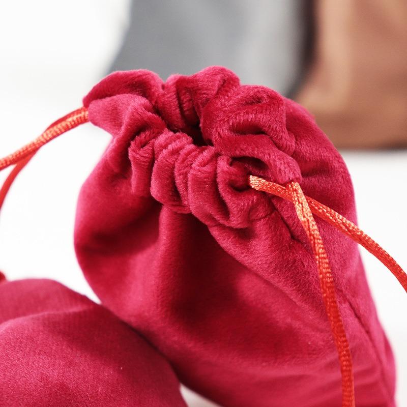 1Pc Vintage Velvet Drawstring Cosmetic Bag Solid Color Red Christmas Gift Bags Wedding Jewelry Packaging Pouches