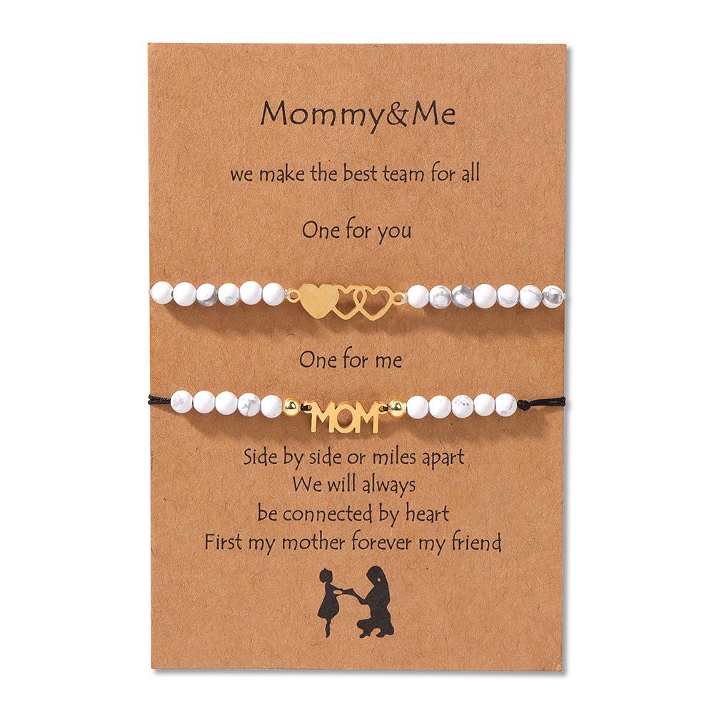 JYL TS Bracelet Mother-Daughter  2-Piece Heart Braided Strengthens Bond & Family Luck Imported white pine оксфорд-синий