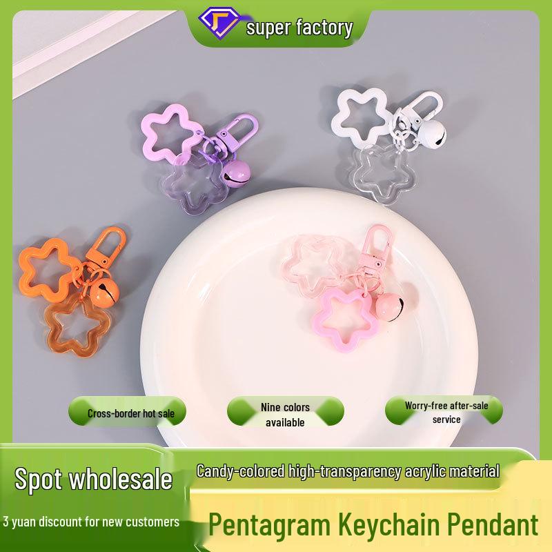 Vibrant Acrylic Star Keychain Pendant with Bell - Cute Earphone Case Accessory
