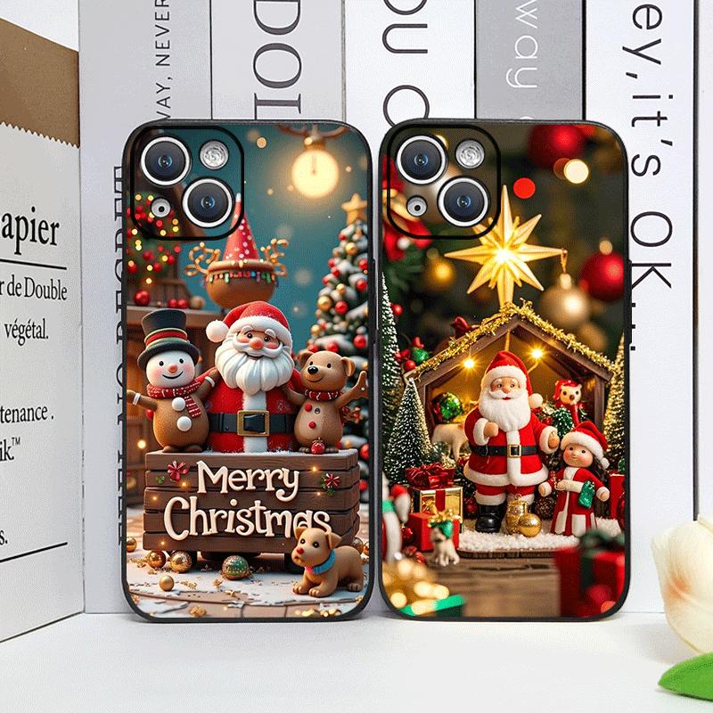 Cartoon Christmas-themed Santa Claus Phone Case for IPhone 16 12 11 14 13 15 Pro Max Mini X XS MAX XR SE2 7 8 14 Plus Soft Cover