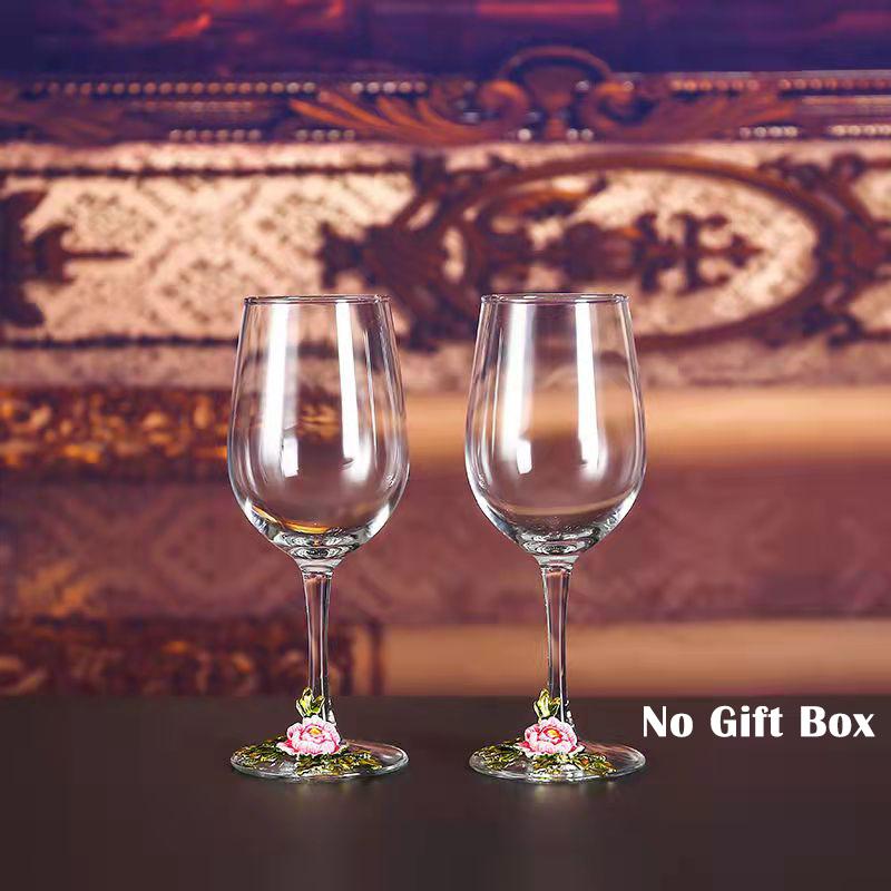 Superior Enamel Peony Glass Crystal Champagne Cup Set Goblet Glasses Glasses of Wine Wineglass Luxury Glass Cups Vintage Whiskey