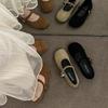 Fashion Single buckle strap flat bottom shallow mouth Mary Jane single shoes new French retro leather shoes brushed scoop shoes