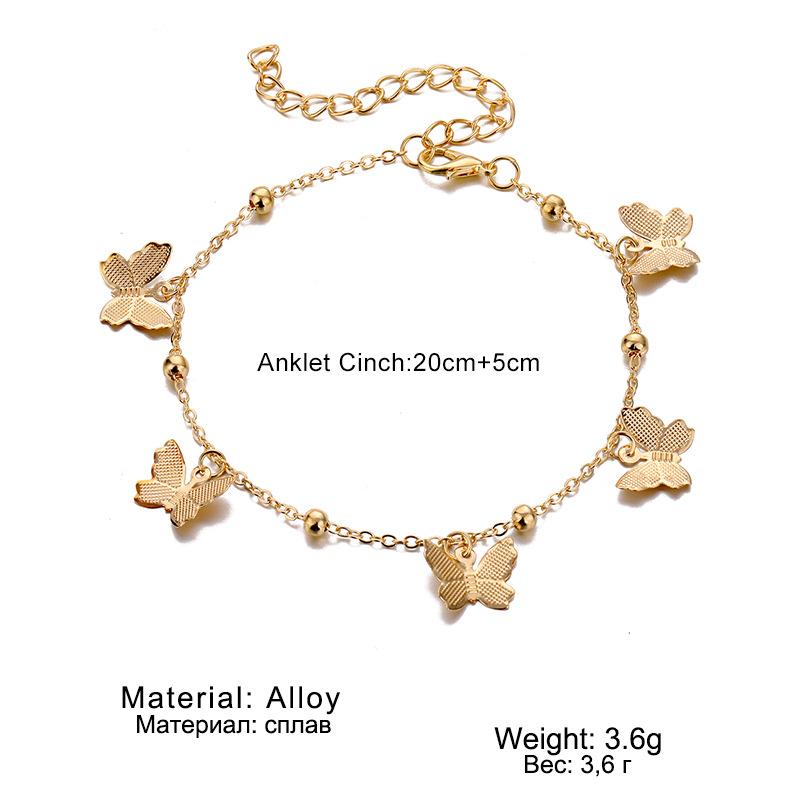Yayi Jewelry Fashion Butterfly Anklets For Women Gold Silver Color Chain Ankle Bracelet On The Leg Beach Bohemian Foot Jewelry