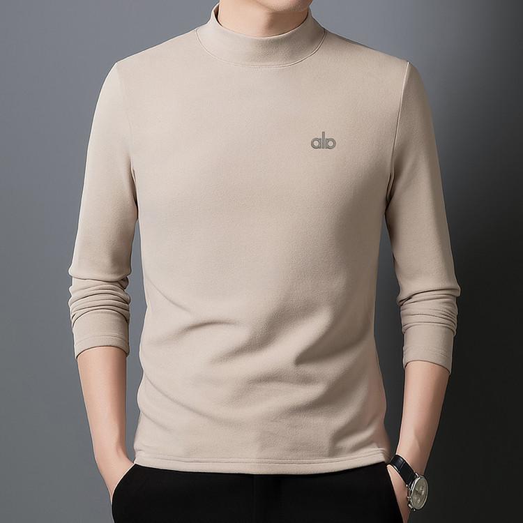 Men's Italian Long Sleeve Half-High Collar Fleece Sweatshirt for Autumn/Winter