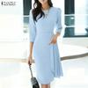 Damen Freizeitkleid mit Rundhalsausschnitt, Sommer, 3/4-Ärmel