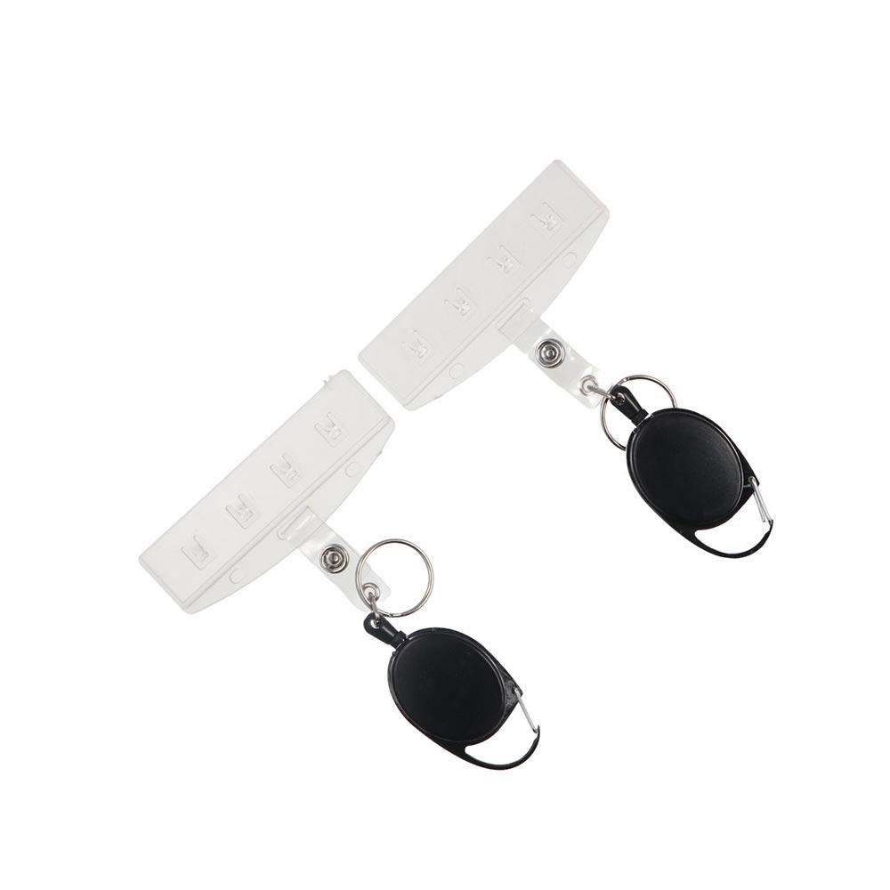 Transparent Retractable Badge Reel Easy Pull Buckle Name Card Cover  Key Chain Holders