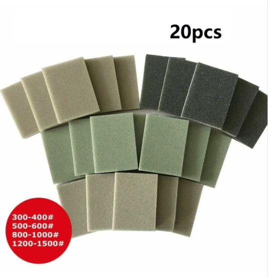 6 Τεμάχια Σφουγγάρι Τριψίματος 60-320 Grit Πλενόμενα και Επαναχρησιμοποιούμενα Υγρά Στεγνά Μπλοκ Τριψίματος για Μεταλλικό Ξύλινο Γυάλισμα Λειαντικό Εργαλείο 120*96*13mm