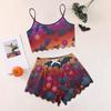 Women's Halloween Set With Retro Floral Print Suspender Sleeveless Vest Shorts Pajama Set