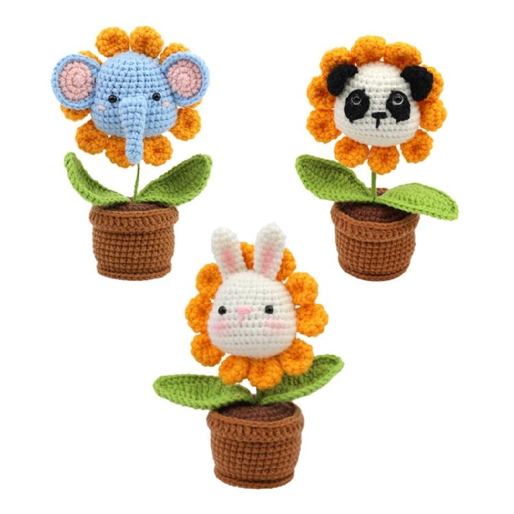 DIY Crochet Craft Set Crochet Pot Plant Kits with Crochet Hook, Yarns, Needle