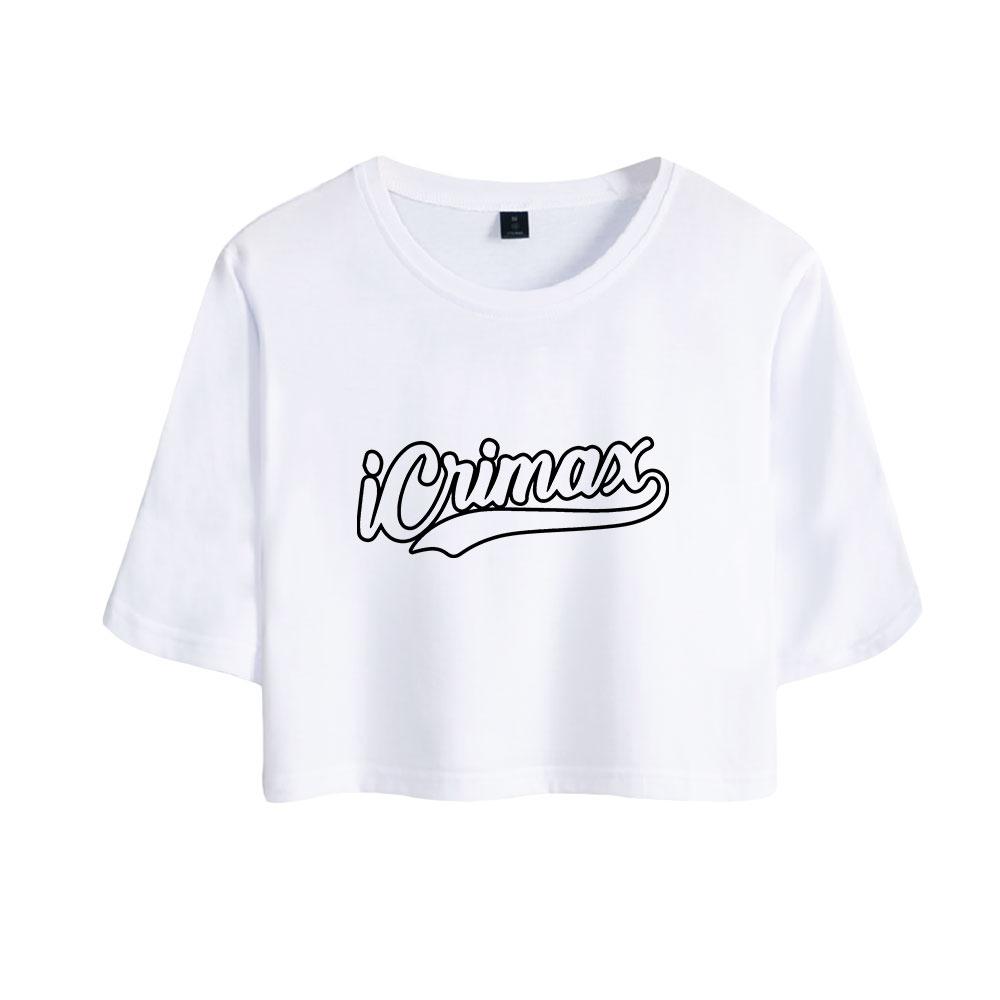 Summer Fashion Women's Sexy Icrimax Letter Print Short Sleeve Crop Top Funny Tee Shirts Hipster O-neck Cool Tops