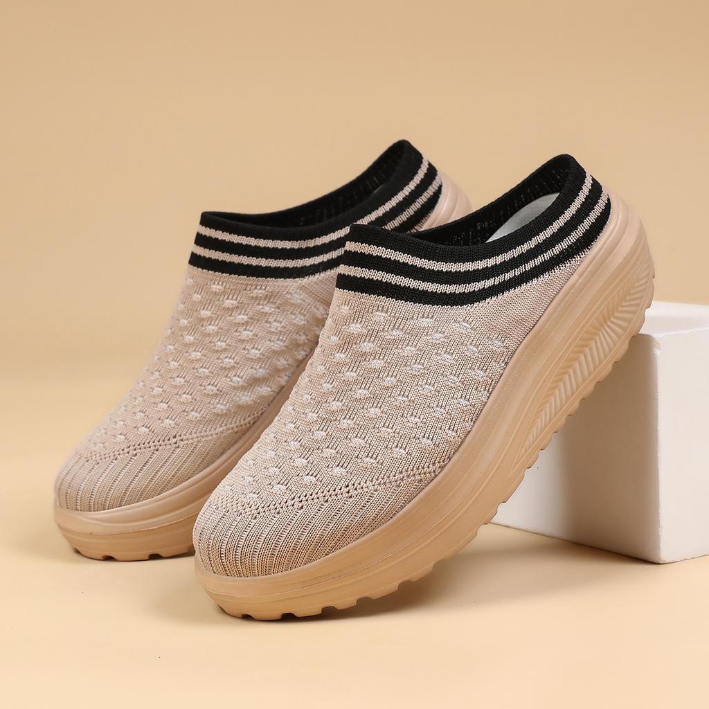 TUINANLE Platform Thick-soled Slippers for Women Retro Wear Half-slippers Spring and Autumn Casual Comfortable One-foot  Shoes
