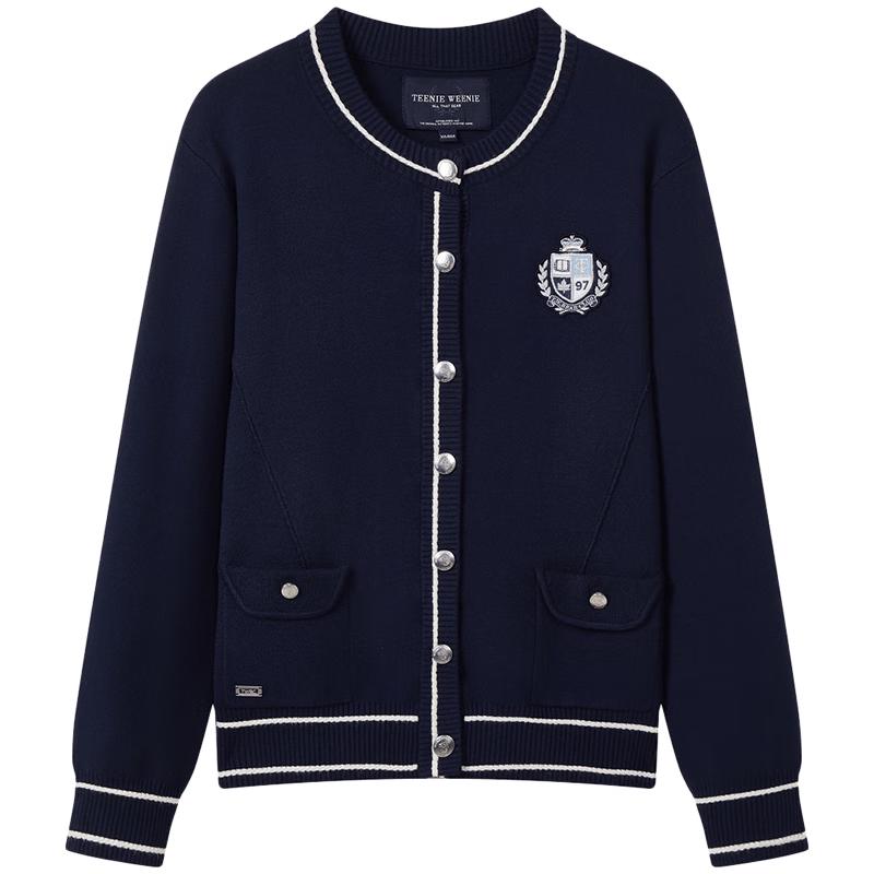 Teenie Weenie Women's 2025 Fall Color-Block Round Neck Knit Sweater