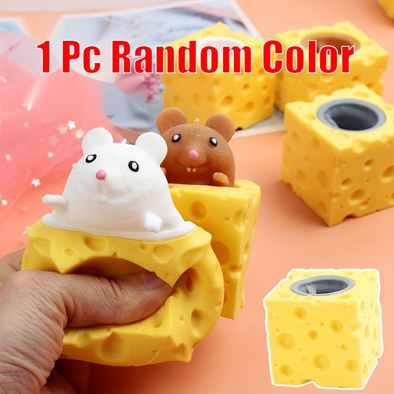 Pop Up Funny Mouse and Cheese Block Squeeze Anti-stress Hide and Seek Figures Stress Relief Fidget for Adult 6