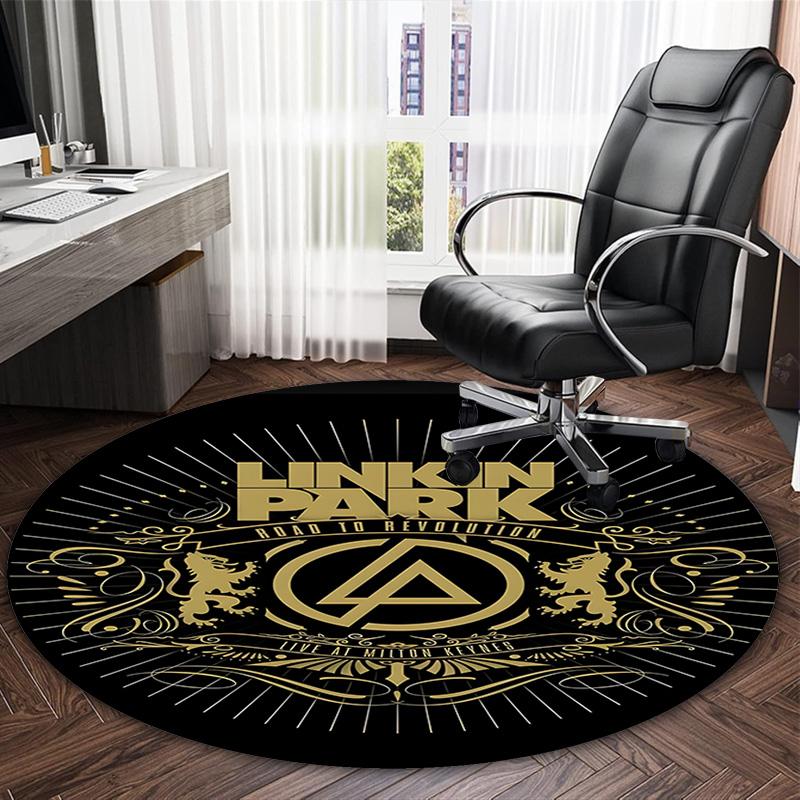 1pc Linkin Park3 Print Round Carpet Chair Round Carpet Suitable for Bedroom Living Room Home Decorative Carpet