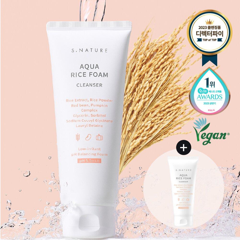 

S.NATURE Aqua Rice Мягкая кислотная очищающая пенка, 160 мл, специальный набор (Особый подарок: 20мл)