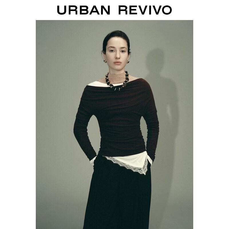 UR Urban Collection Women's Off-Shoulder Pleated T-shirt