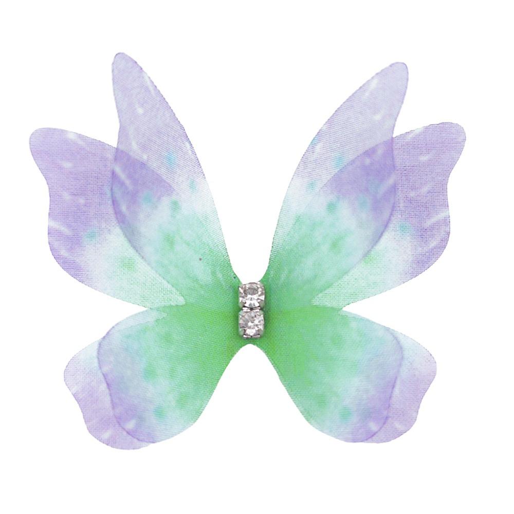 50 ks dvouvrstvých šifonových vyšívaných motýlů do vlasů, svatební doplňky