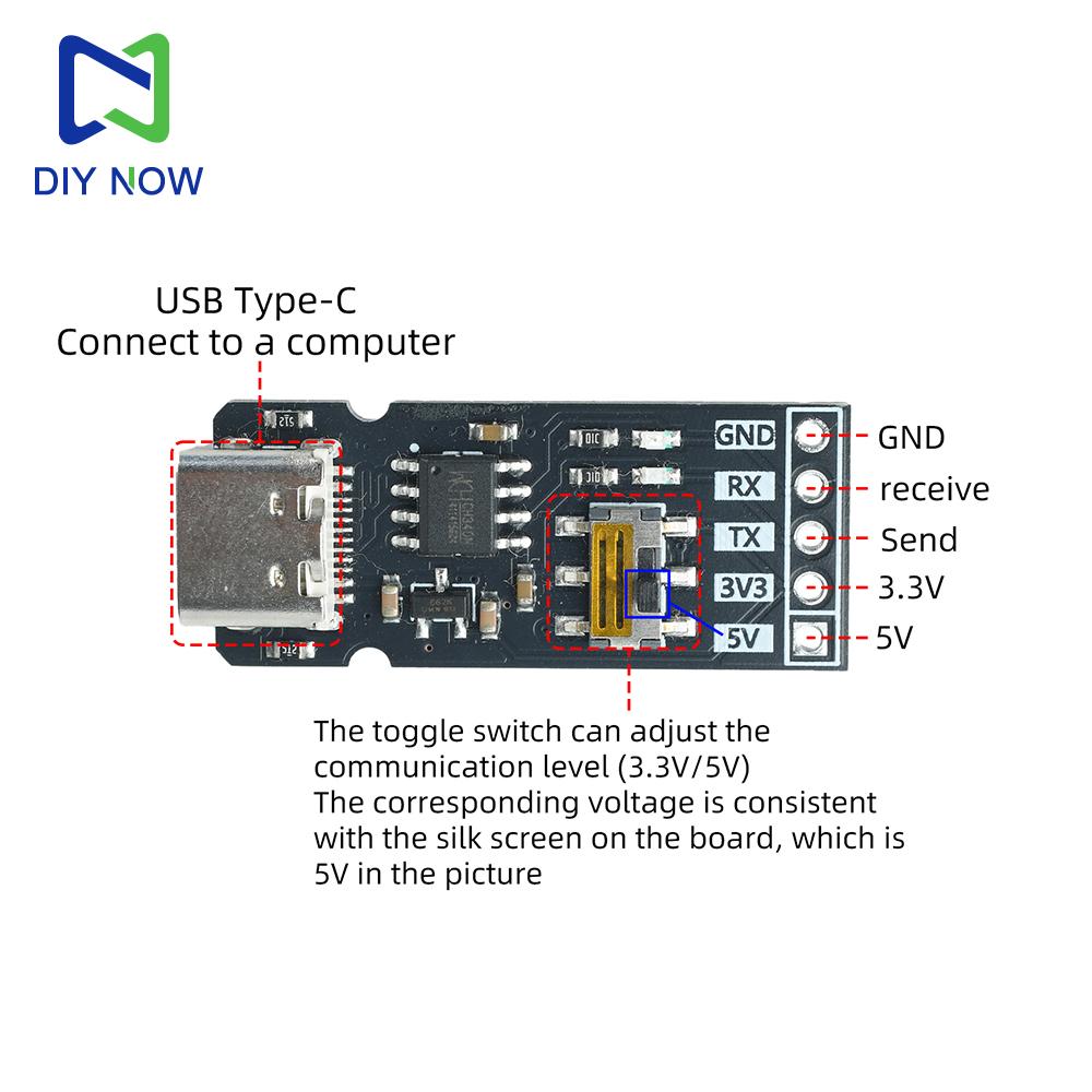 USB to TTL Serial Module  3.3V-5V Logic Level Toggle Switch Serial Conversion Module for IoT Devices STM32 Development Boards