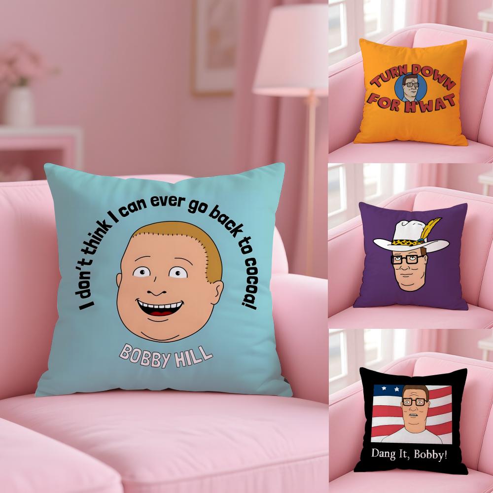 K-King Of The H-Hill Cushion Cover Soft Short Plush Double-Sided Printing Home Decor Machine Washable Pillow Case Gift