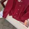Plus Size Women's Loose Round Neck Cardigan Sweater (Bust 150/160) 
