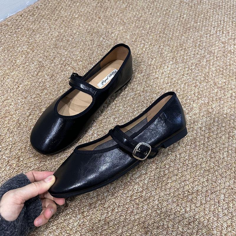 

Модная женская обувь с мелким подъемом, женские балетки, туфли с мягким круглым носком, модный ремешок с пряжкой, Мэри Джейн, женские балетки 35 чёрный