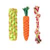 3Pieces Corn Carrot Style Dog Chew Toy Dental Items Cotton Rope for Large Dog Pull Exercises