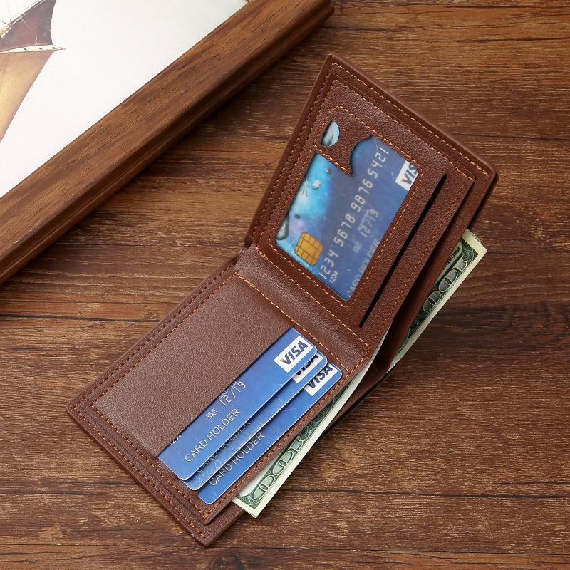 Vintage Men Leather Wallet Short Slim Male Purses Money Credit Card Holders Men Wallet Money Bag