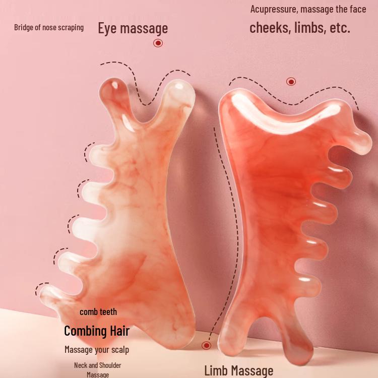 Natural Resin Double-Sided Gua Sha Facial Lifting and Firming Massager for Face, Neck, and Shoulders
