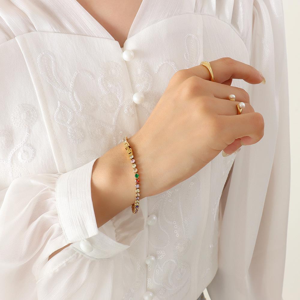 European & American Luxurious Zircon Rhinestone Bracelet - Colorful, Versatile, and Personalized.