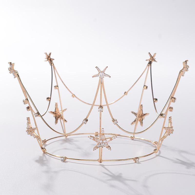 Bridal rhinestone crown hair accessories bride wedding dress princess crown round crown headdress accessories birthday gift