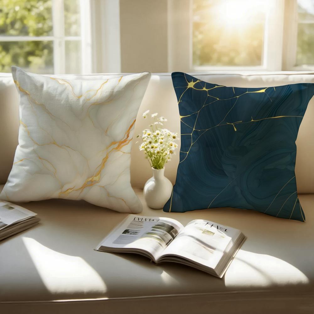 Natural classical Marble texture pattern style Cushion Cover Pillowcase Antidustmite Invisible Zipper Short Plush Sofa Cushion