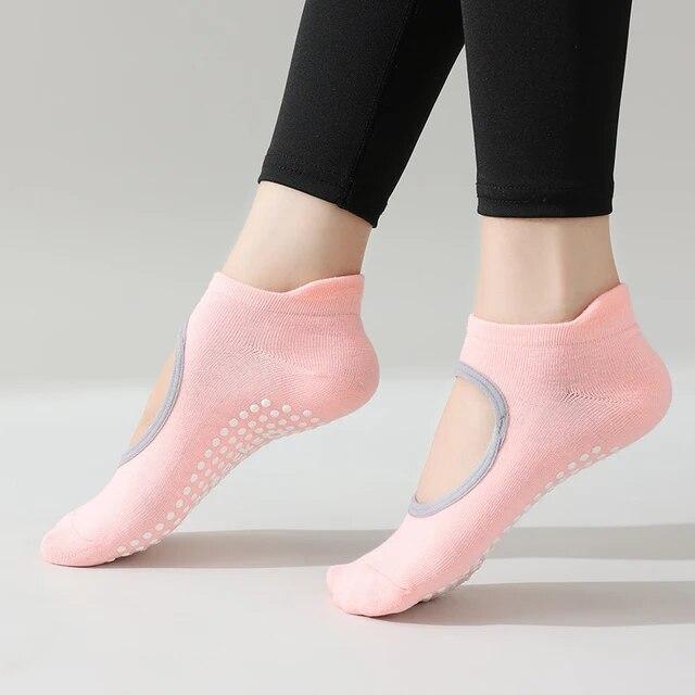 Women High Quality Pilates Socks Anti-Slip Breathable Backless Yoga Socks Ankle Ladies Ballet Dance Sports Socks for Fitness Gym