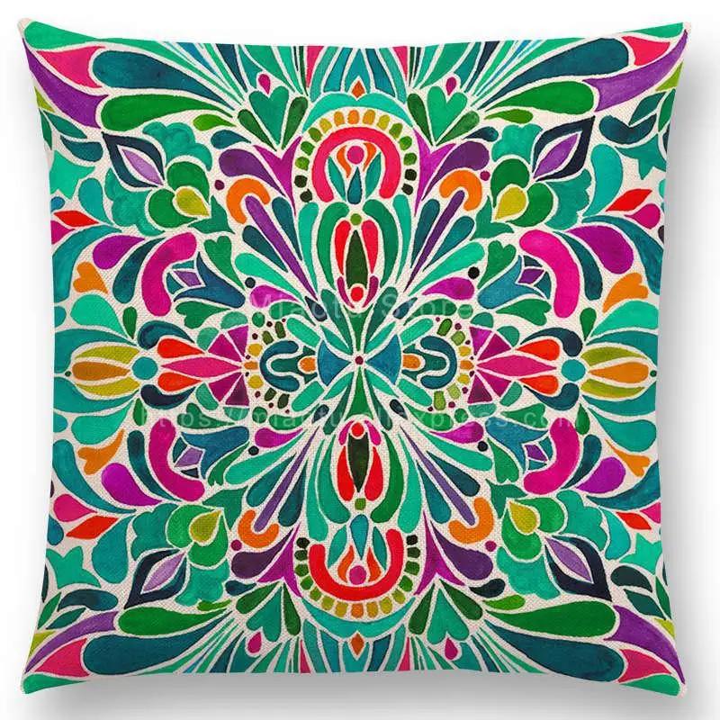 Neueste Boho Bunte Blumen Kissenbezug Rosa Regenbogen Lebhaft Floral Mandalas Musterdesign Begeisterung Drucke Kissenbezug