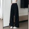 Women's Pants Elastic Waist Printed Tie Straight Draped Casual Pants Long Trousers