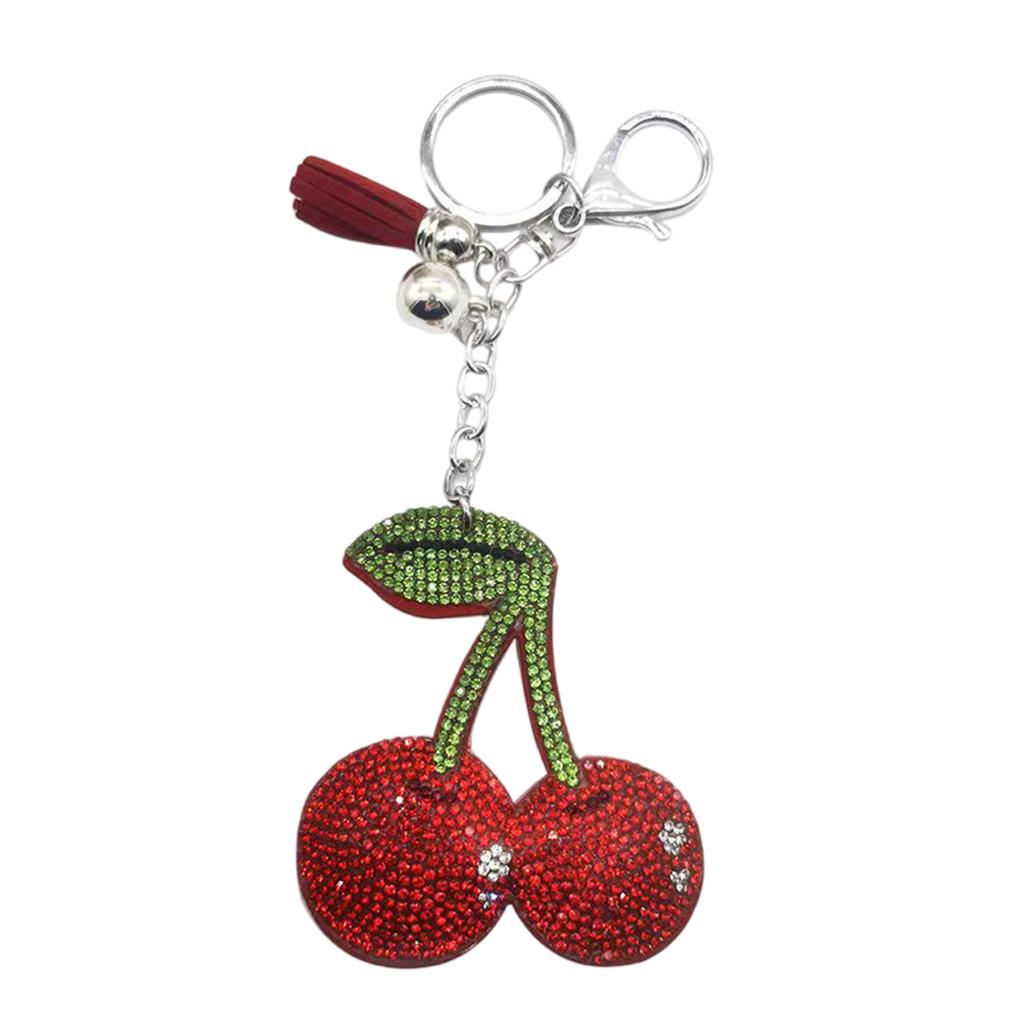 Sparkling Cherry Bag Accessory Fashion Keychain Alloy Texture Cherry Keyrings Suitable for Party and Casual Outfits