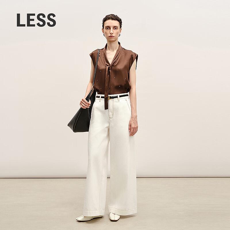 LESS 2026 Summer Cotton Loose Wide-Leg Denim Jeans L