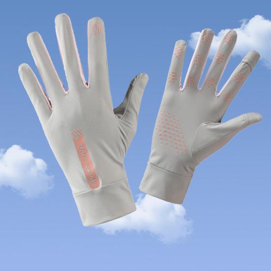 1 Pair Fingertip Opening Anti-slip Palm Letter Print Sunscreen Mittens Ladies Anti-UV Ice Silk Thin Gloves Cycling Accessories