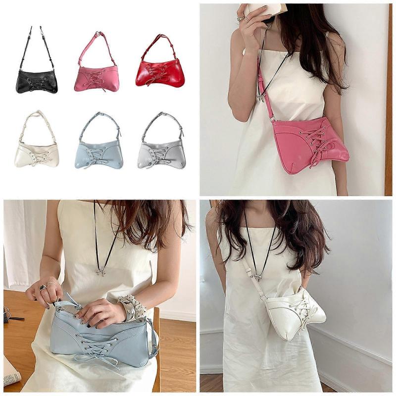 PU Leather Shoulder Bag Sweet Bows Armpit Bag Small Crossbody Bag Versatile Handbag Underarm Bag for Women Girls Silver