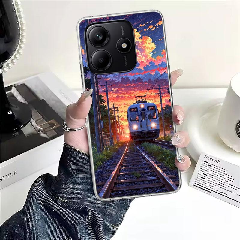 Retro Japanese Sakura Train Soft Phone Case For Xiaomi Redmi Note 15 14 14S 13 12 Pro Plus 12S 11 11S 11E 10 10S 11T 5G Fundas C