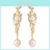 Luxury Pearl Drop Earrings With Cz Micro Pave Geometric Design For Women
