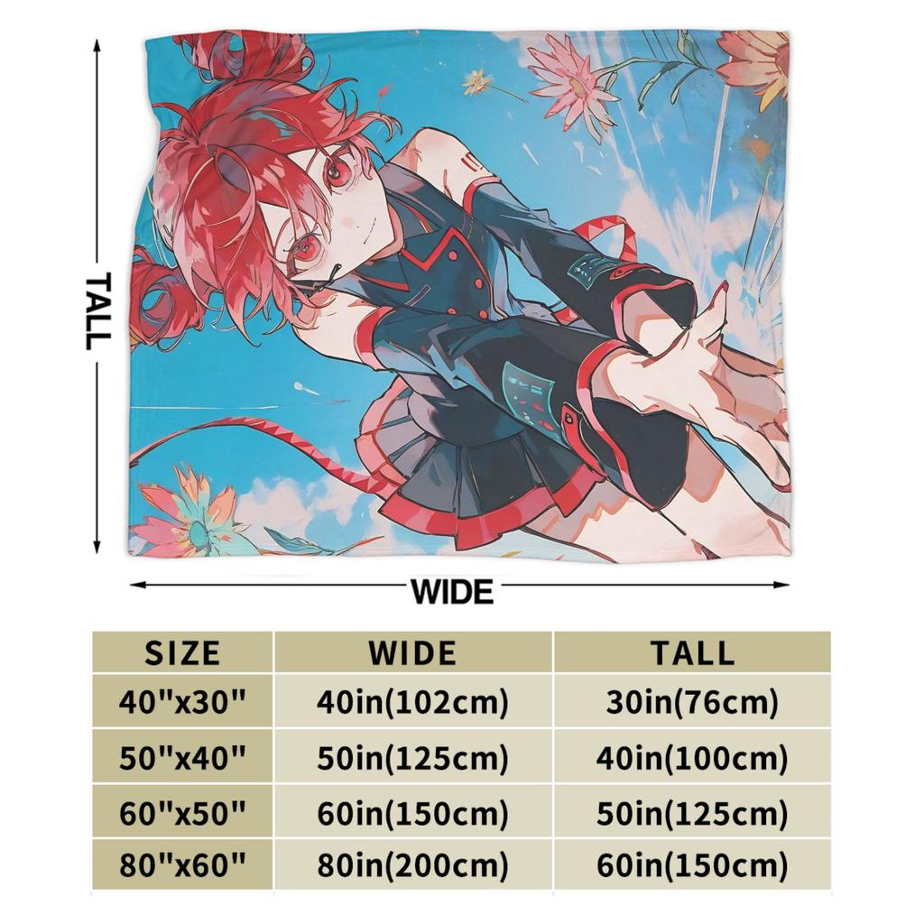 Kasane Teto Blanket Anime Vtuber Plush Novelty Soft Throw Blanket for Bedspread Textile Decor