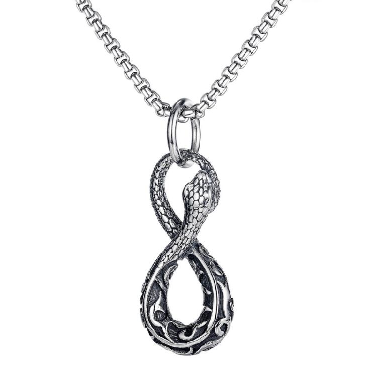 Gotický přívěsek Ouroboros Had Náhrdelník Jedinečný Ouroboros Had Náhrdelník Řetízek z Nerezové Oceli pro Módní Nadšence