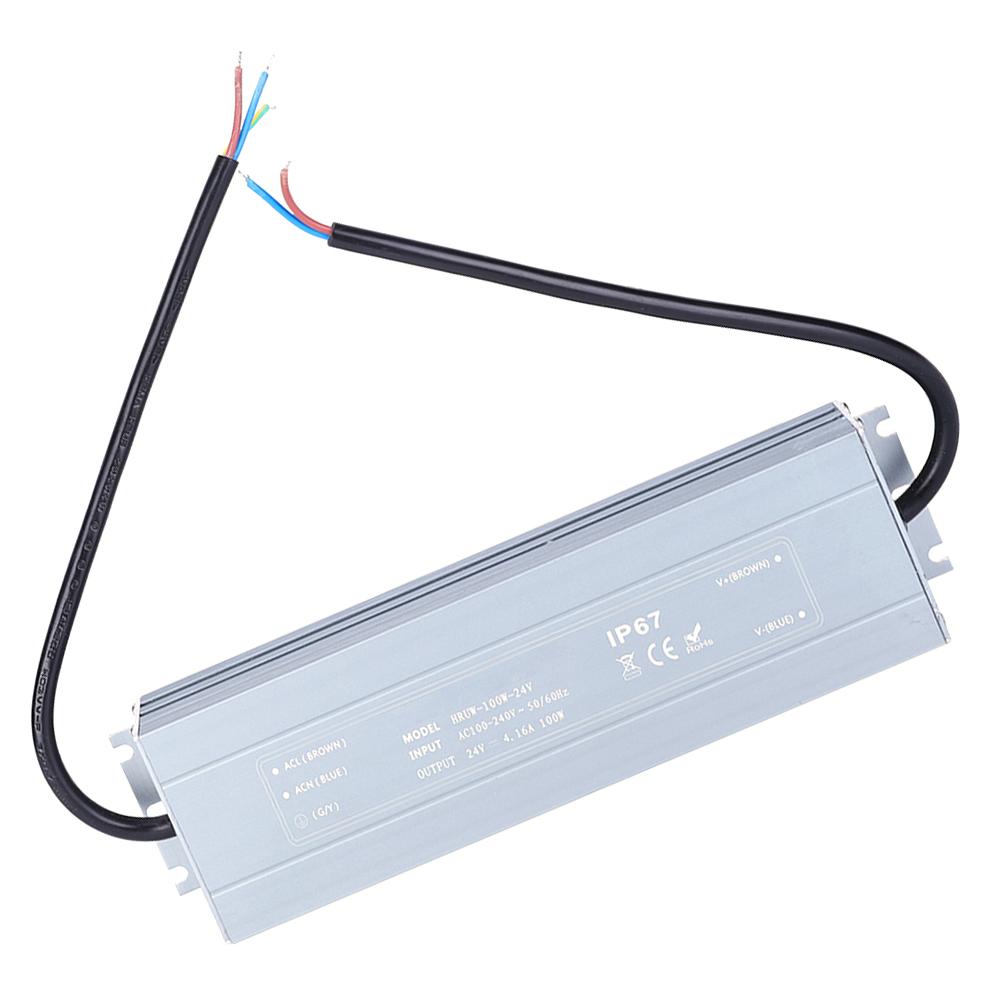 HRUW 100W 24V Switch Power Supply IP67 Waterproof LED Driver Transformer 100 240VAC