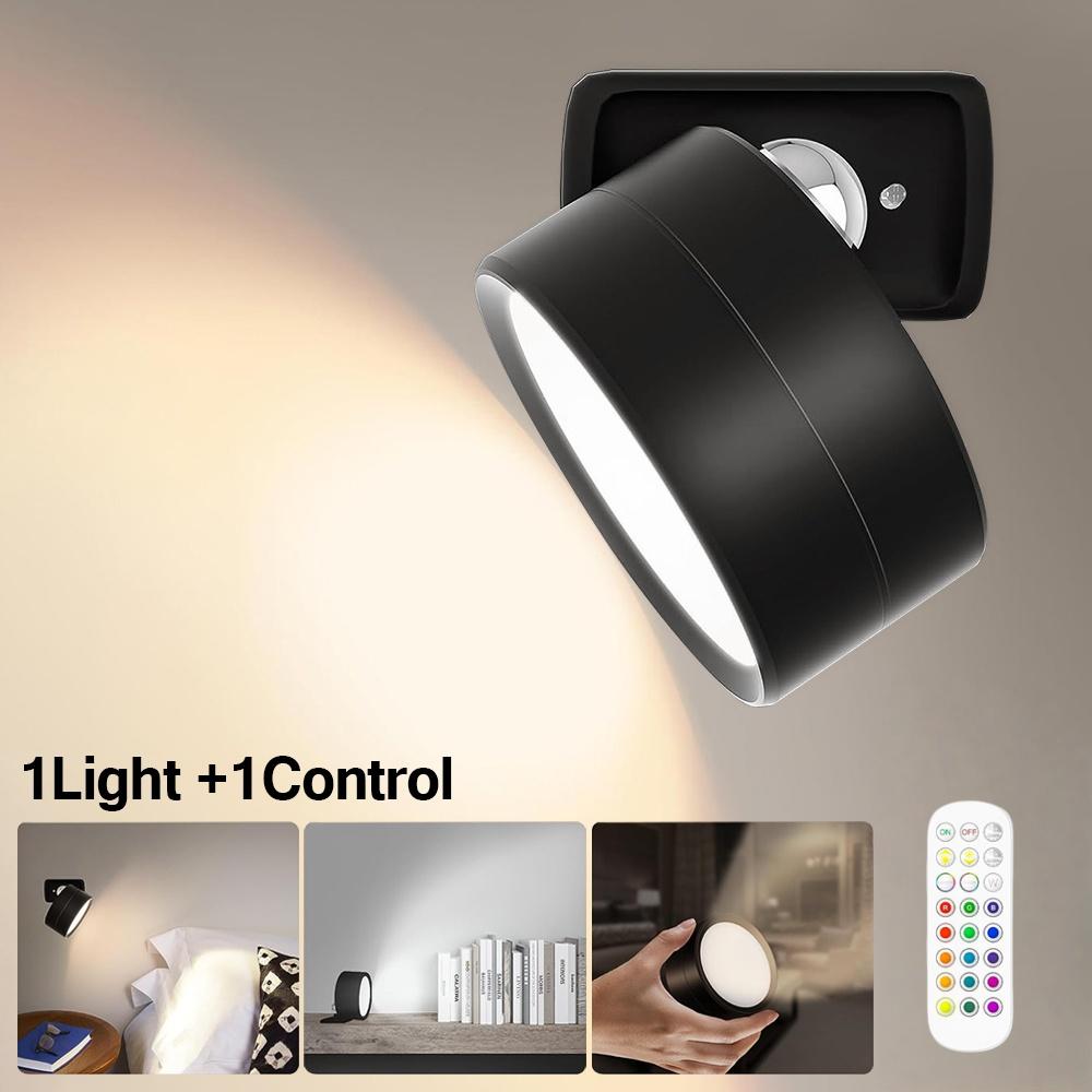 LED Wall Mounted Lights with Remote 3 Color Temperatures 12 RGB Color Ambience Wall Sconces Rechargeable Magnetic Wall Lights