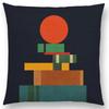 Great Sun Moon Cushion Cover Colorful Mountain Gold Peaks Rivers Geometric Abstract Pattern Colorful Retro  Pillow Case