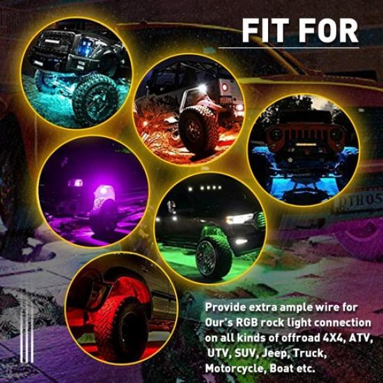 4X 10Ft 4 Pin Extension Wire Cable Cord Kit For LED RGB Under Glow Rock Light