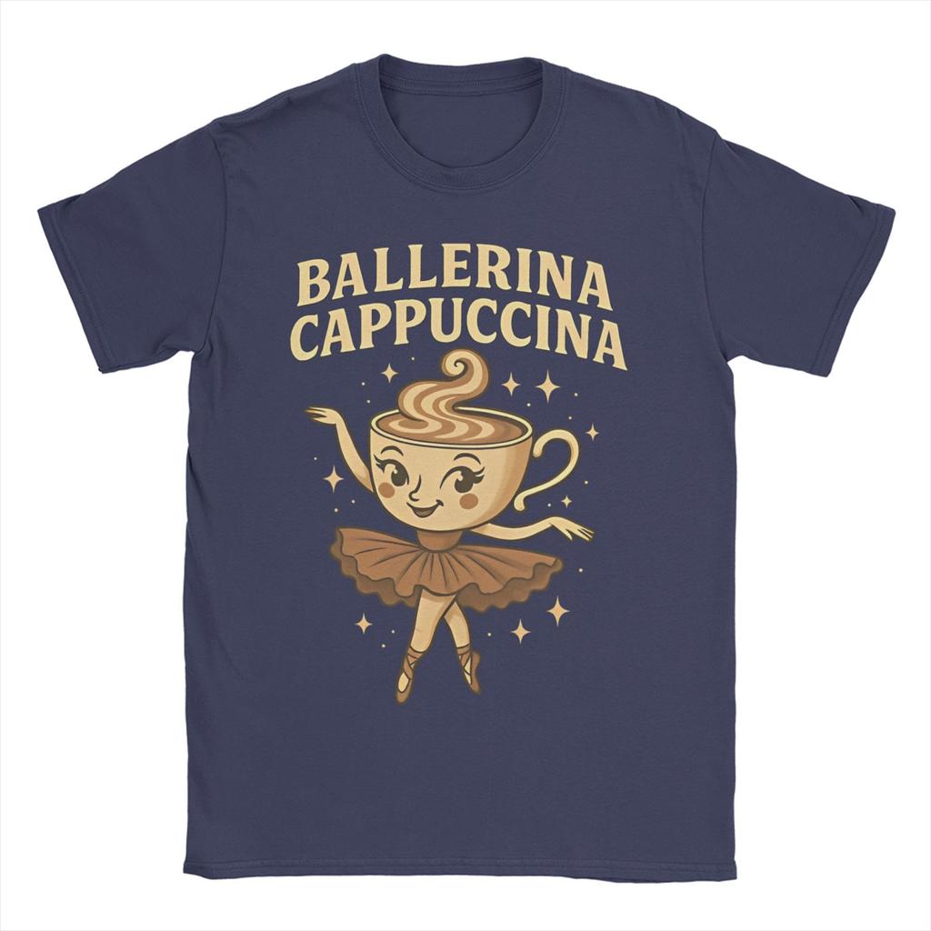 Ballerina Cappuccina Men's T Shirt Italian Brainrot Funny Tees Short Sleeve Round Collar T-Shirt Pure Cotton Plus Size Tops